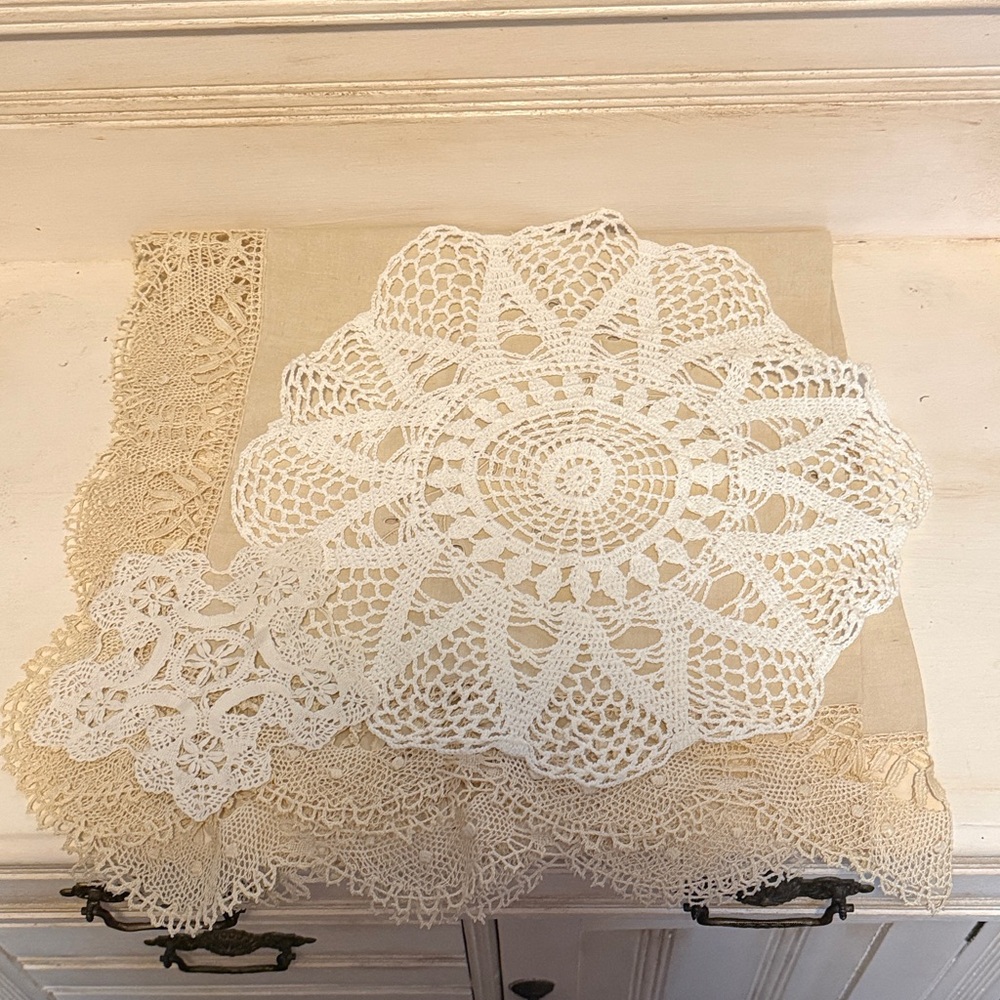 Elegant White Crochet Doilies 3 sizes small medium large handmade vintage
